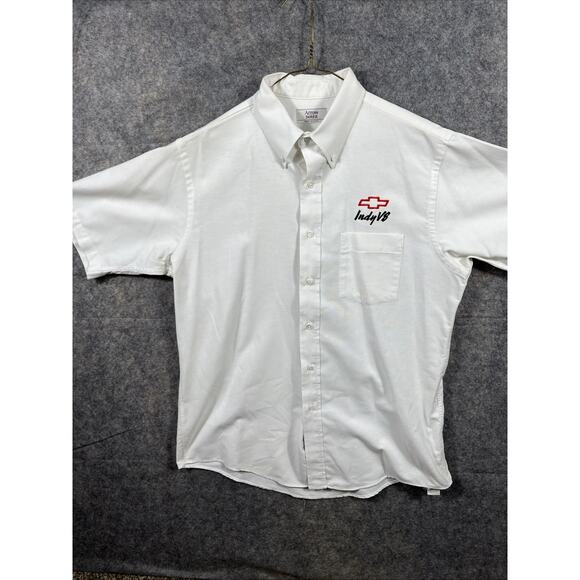 VTG 90’s Chevy Indy V8 Crew Shirt Size Large/ 16 1/2 \Arrow Dover \White - Picture 1 of 10